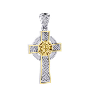 Large Reversible Celtic Cross Sterling Silver with 14K Gold Accent Pendant MPD3726 - Jewelry